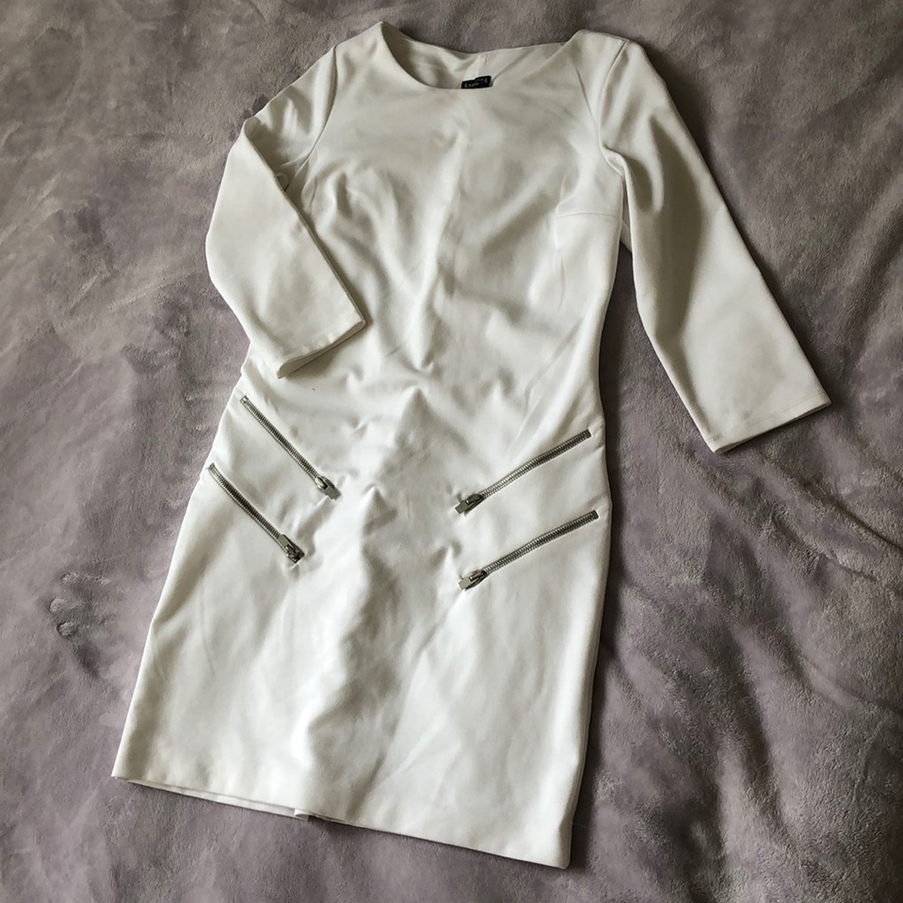 Express white zipper detail dress